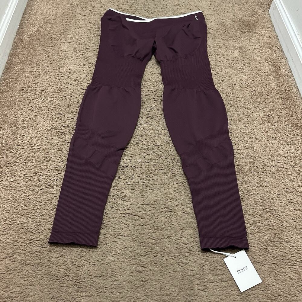 Thrivin Purple Burgundy Seamless Scrutch Bum Leggings Size XL